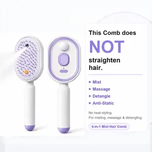 Electric Mist Spray Hair Brush with Scalp Massage, Self-Cleaning Detangling Comb, Anti-Static Hair Volumizer for Dry & Frizzy Hair, Ideal for Outdoor Sports, Travel & Daily Hair Care, Not for Hair Straightening, No Essential Oil Included