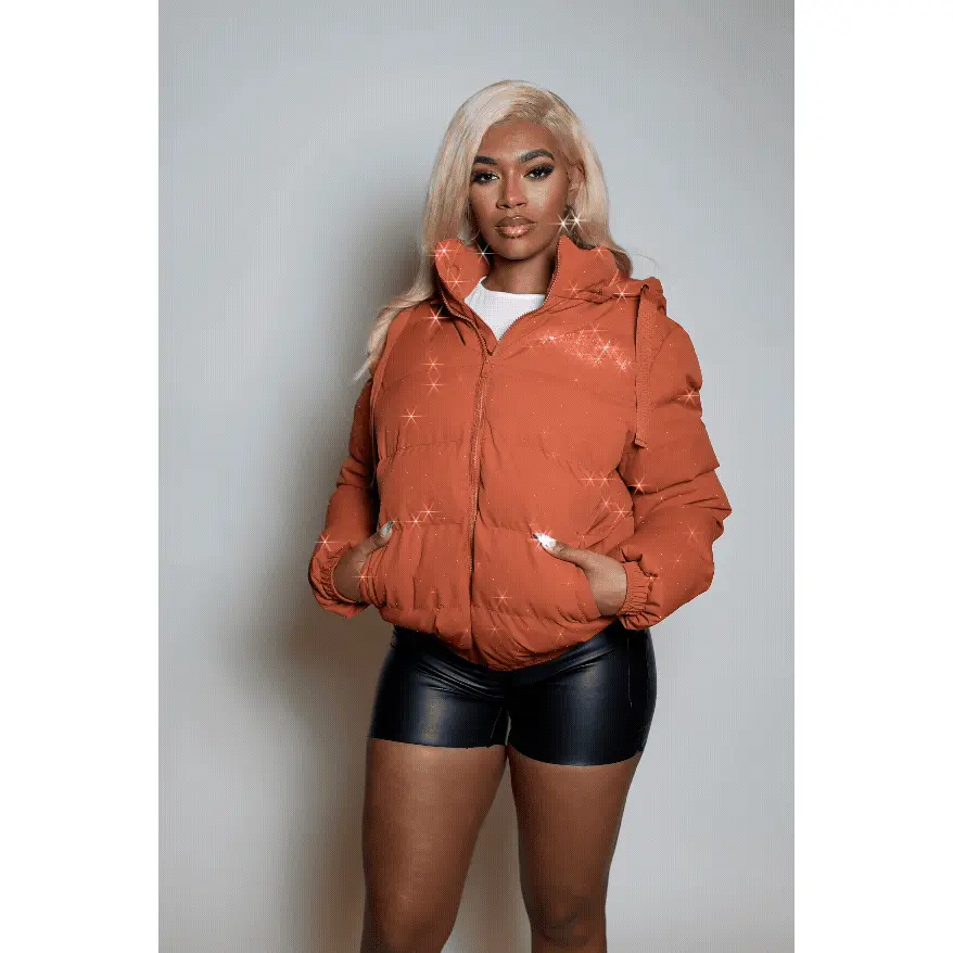 Onellia Mocha Rhinestone Puffer Jacket Onellia Mocha Rhinestone Puffer Jacket