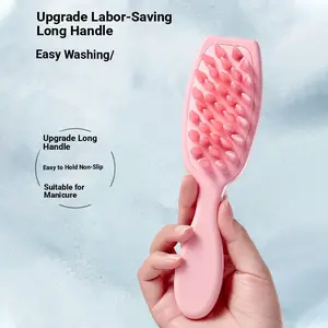 Long Handle Silicone Hair Brush, Scalp Cleaning Anti-Itch Massage Comb, Deep Cleansing Adult Hairbrush, Head Scratcher
