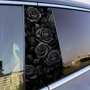 Rose Car Stickers Tt008-2pcs, Universal Car Sticker, Decal For Cars, Elegant Self-Adhesive Vinyl Pillar Decals, Glossy Surface, Easy Peel & Stick, Durable Exterior Accessories