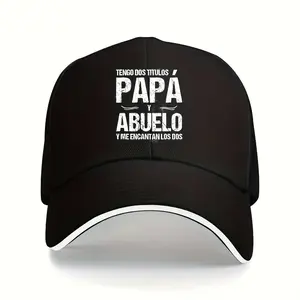 "Papá Abuelo" Washed Baseball Cap - Adjustable Fit, Anti-Sunburn, Lightweight Polyester, Casual Outdoor Hat with Bold Lettering, Graphic Design, Custom Dad Hat