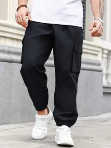 Men's Plus Size Work Pants, Multi-Pocket Design, Straight Leg Loose Fit, Suitable for Training, Outdoor Sports, Hiking, Daily Wear, Sportswear, Activewear