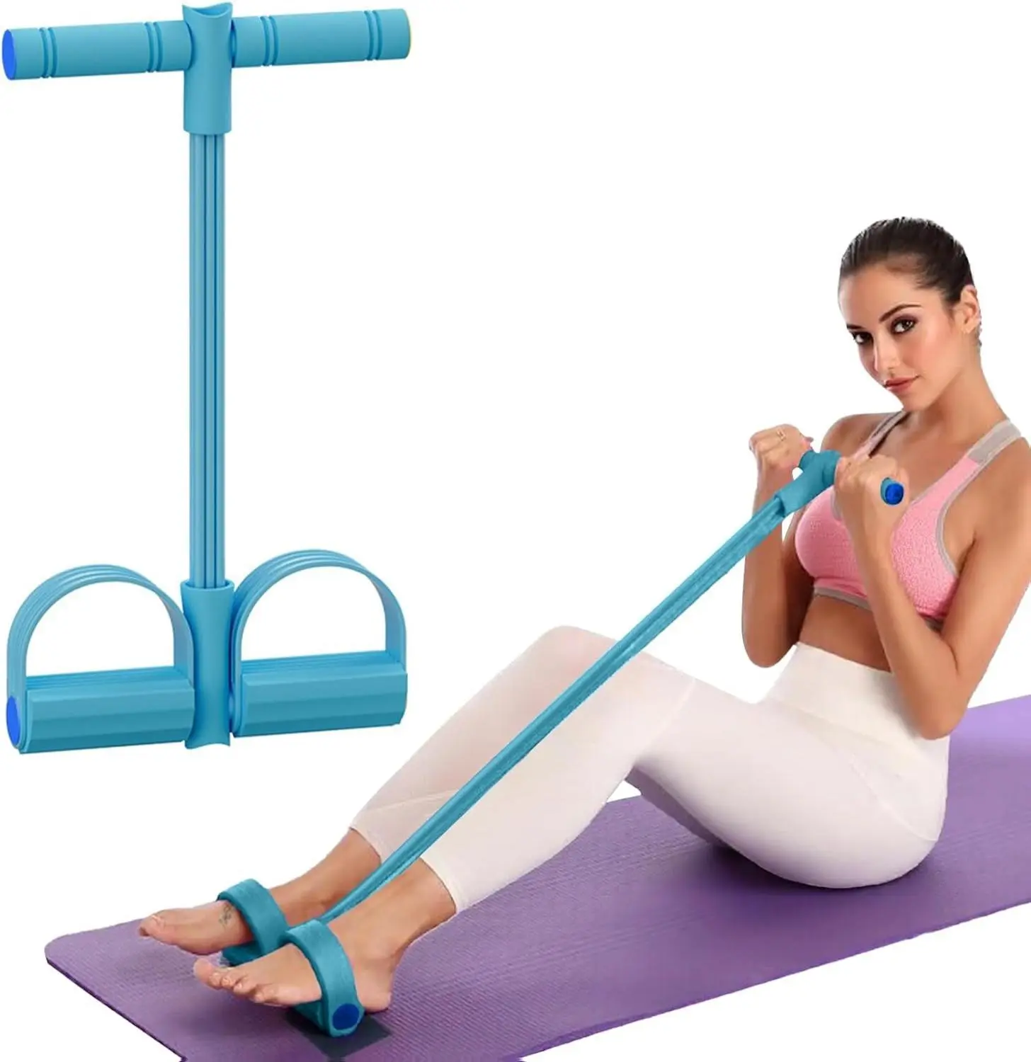 Natural Latex Resistance Band with Foot Pedal & Flexible Foam - Adjustable, Eco-Friendly Beginner-Focused Resistant Bands for Strength Training, Multiple Tubes, Secure Grip Travel-Ready Home Gym Fitness Kit
