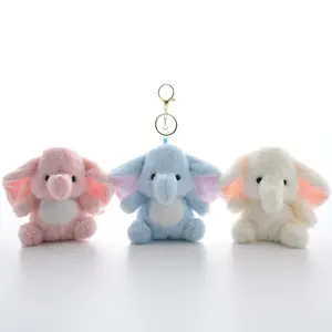 Cute tricolor soft and adorable little elephant plush toy, cute plush bag pendant