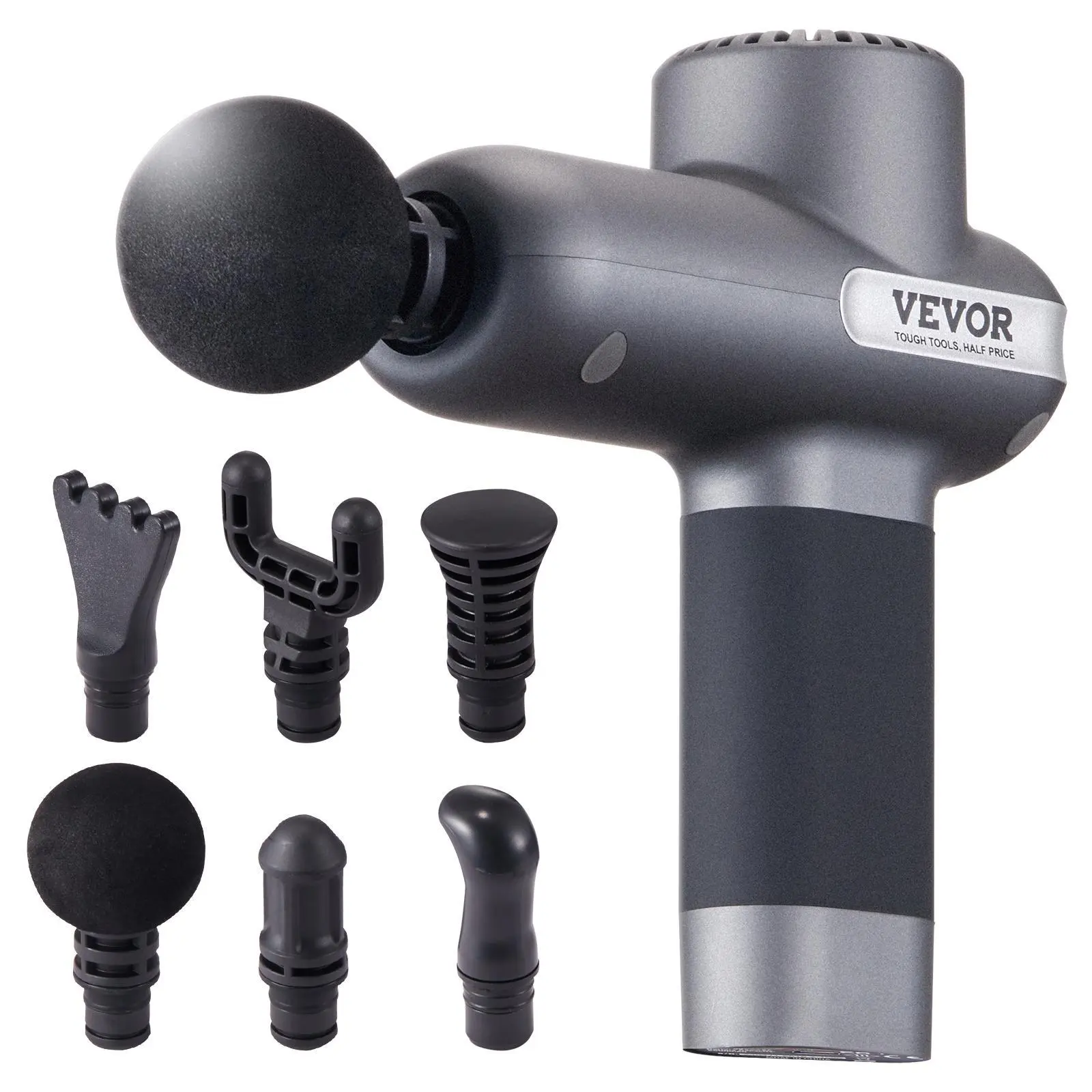 【summerfinds】VEVOR Mini Massage Gun, Percussion Muscle Massage Gun for Athletes - with 5 Speed Levels & 6 Massage Heads, 7.4V 2500mAh Batteries, Handheld Small Massage Gun for Pain Relief, Muscle Relaxation