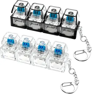 Keyboard Fidget Toy, Keyboard Fidget Keychain 4-in-1 Keyboard Decompression Button Finger Clicker Toys, Button Stress Relief Fidget Gifts to Relief Stress Clear