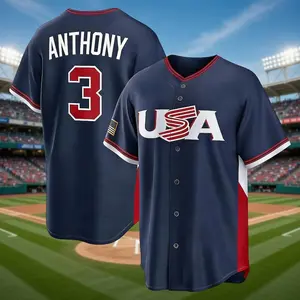 Anthony USA Baseball Jersey, Team USA Navy Blue Jersey, Custom Name Number Shirt, World Baseball Fan Gift, American Pride Sports Apparel #Baseballjersey