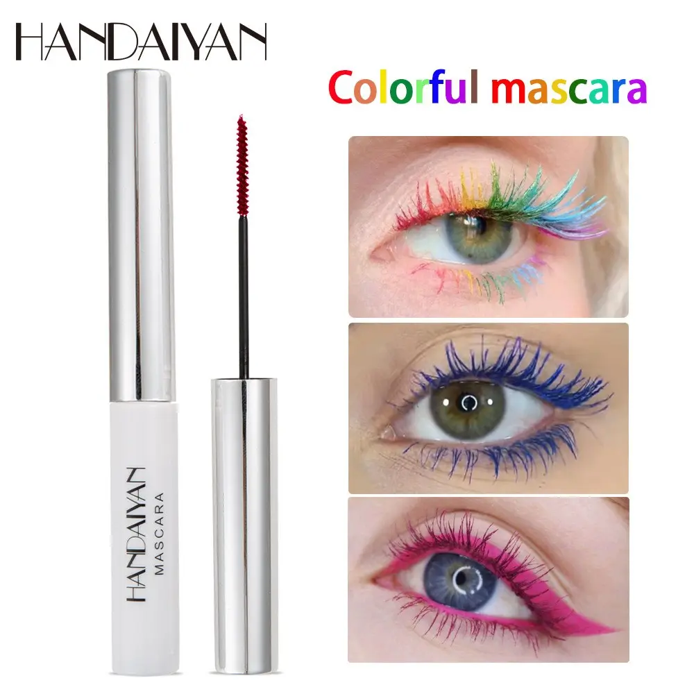 Handaiyan Colorful Lengthening Mascara Long-Lasting Waterproof Smudgeproof Voluminous Curl Eyelash Liquid, Waterproof Curling Mascara Makeup for Thick and Lush Lashes, Eyelashes Mascara