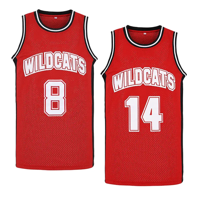Men's Basketball Jersey, Wildcats High School Musical Troy Bolton #14 Cosplay Fan Wear, Sleeveless Retro Look with Sewn Embroidery, High-Quality Option, Sizes S, M, XL, Do Not Dry Clean