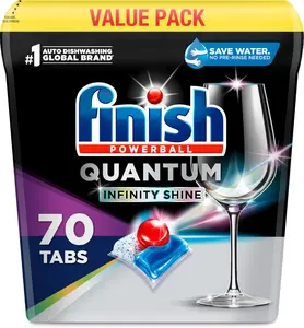 Quantum Infinity Shine Dishwasher Pods, No Pre-Rinse Dishwasher Detergent Soap Removes 24HR Dried-On Stain and Grease, Leaving a Virtually Spotless Shine, 70 Count