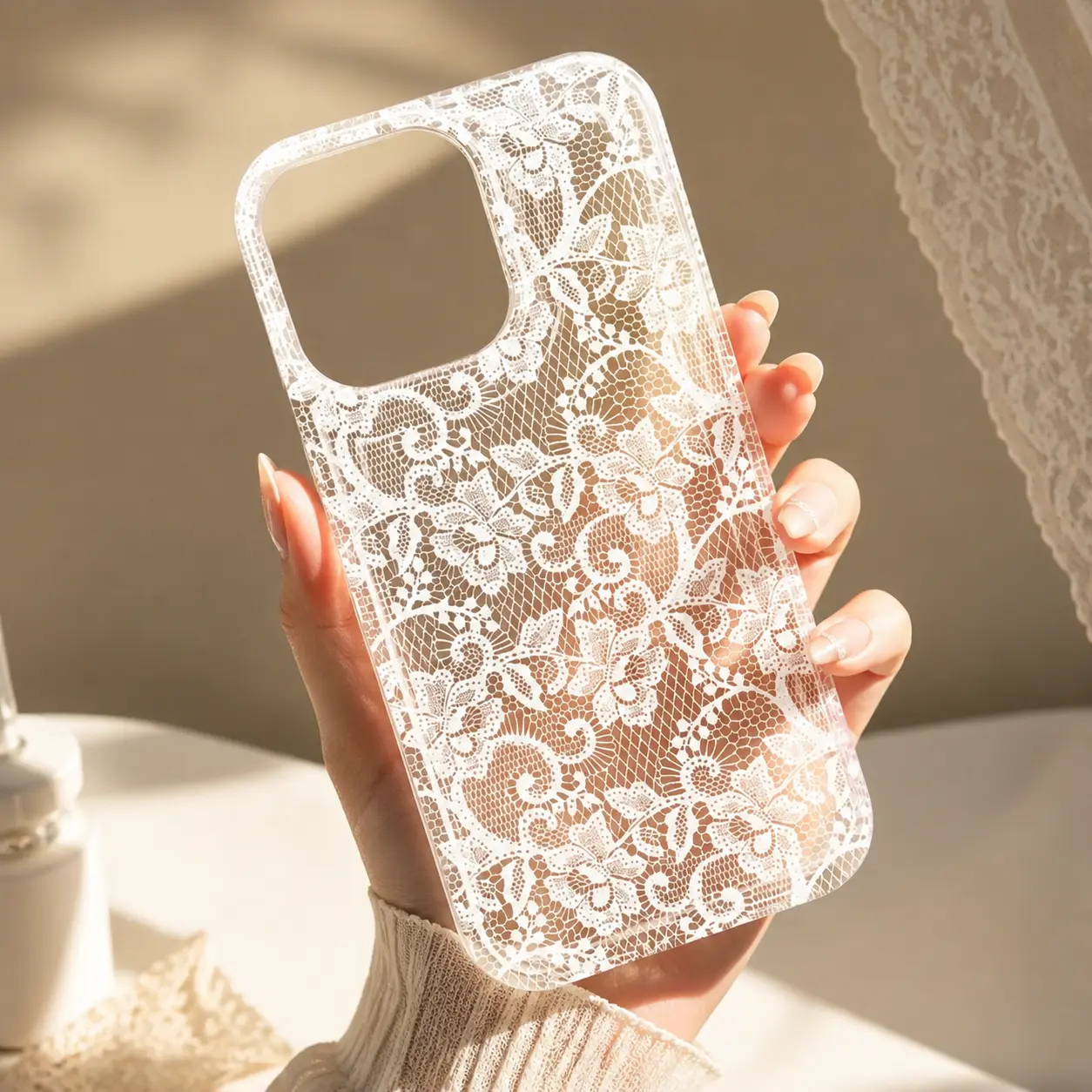 Women's Fashionable Romantic Lace TPU Cellphone Case - Soft, Transparent Air Cushion, Airbag Drop Guard, Shock-Resistant Accessory with Easy Installation for iPhone 17,16,15,14,13,12,11 Pro Max Plus - Ideal Engagement Gift for Bride-to-Be