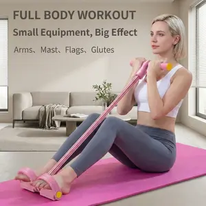 4 Tube 6 Tube Pedal Resistance Bands for Full Body Workout Upgraded Stretch Bands for Arm and Leg Training Core and Ab Exercise Fitness Equipment for Men and Women