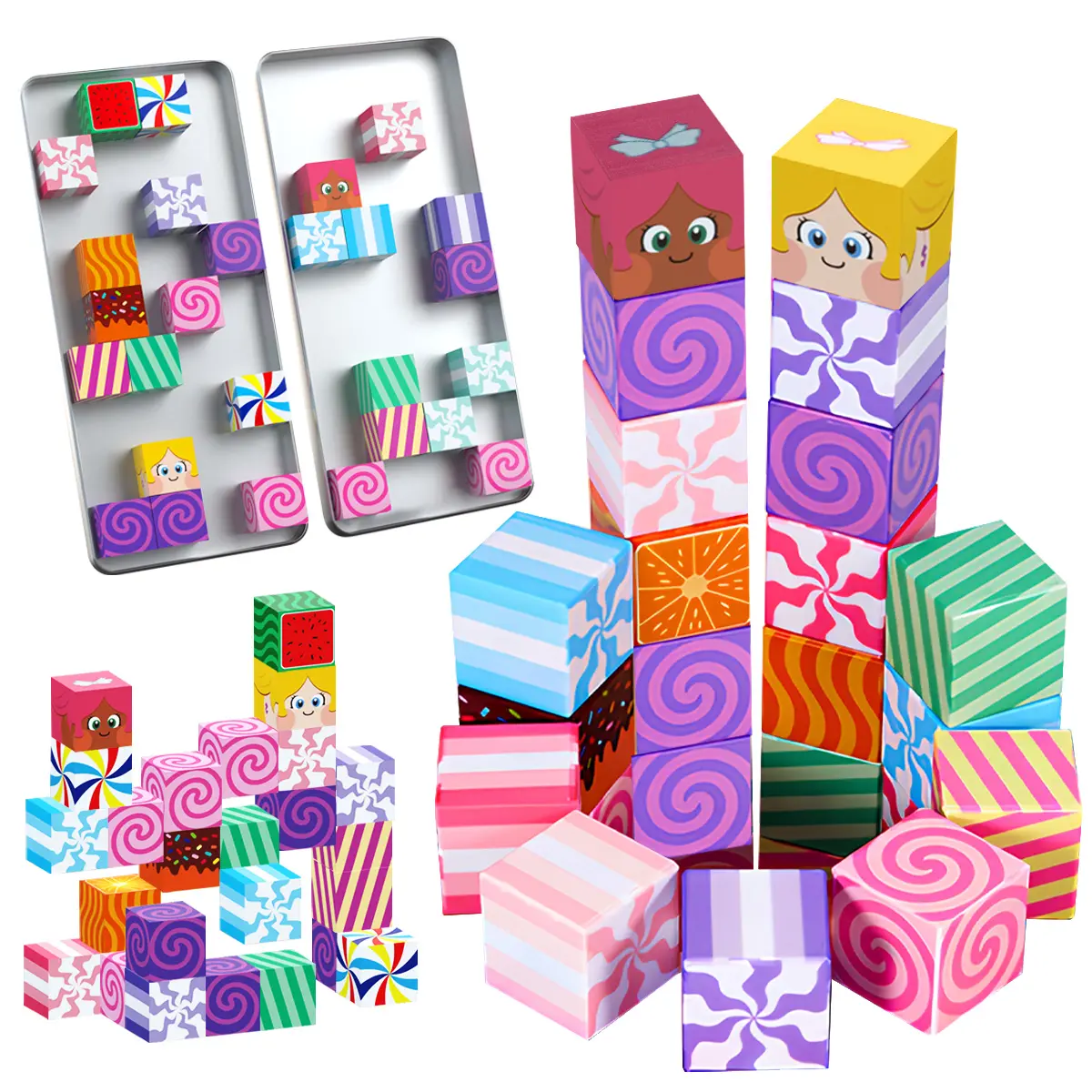 27PCS Magnetic Building Cube Game, Candy Castle Magnetic Building Blocks, Buildable Blocks Kit, Magnetic Tiles Building Blocks Boys & Girls Toys, Magnetic Building Set, Magnetic Cubes, Building Block Sets, Ideal Christmas Halloween Gifts