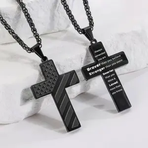 Cross Necklace for Teen Boys & Men – Gift for Son, Boyfriend, or Husband – Graduation, Birthday, Christmas, Valentine’s Day, Easter, Confirmation Patriotic American Flag Stainless Steel Cross Necklace for Husband Valentines Gift monday holiday