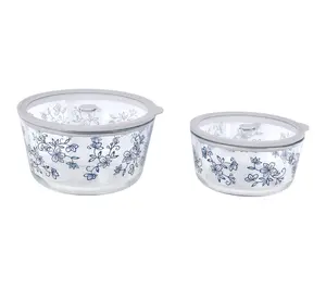 Temp-tations Set of 2 Borosilicate Glass Bowls with Glass Lids