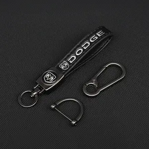Leather Metal Car Key Chain Ring, Keychain Pendant for Dodge Durango RAM 1500 Charger Caliber Journey Demon Nitro Challenger