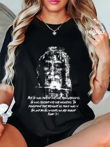 100% Cotton Unisex Shroud Of Turin Face of Jesus Christ Catholic T-Shirt Christ Christian Tops