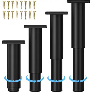 Metal Adjustable Furniture  5.12-9.45 inch,  Sofa  Cabinet  Adjustable Height Replacement Support  for Bed/Couch/Dresser/Chair/Coffee Table,  for Furniture Set of 4-Black