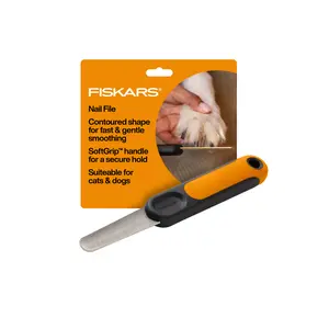 Fiskars Pet Nail File for Dogs & Cats - Contoured Shape for Fast Gentle Smoothing, SoftGrip Handle, Durable Materials, 7.2in Length