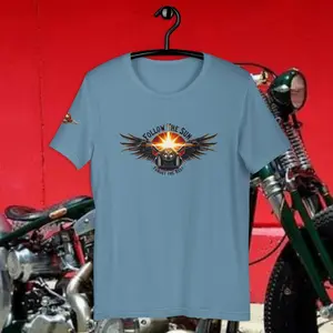 Follow the sun forget the rest / Freedom Gasoline logo on sleeve Unisex t-shirt