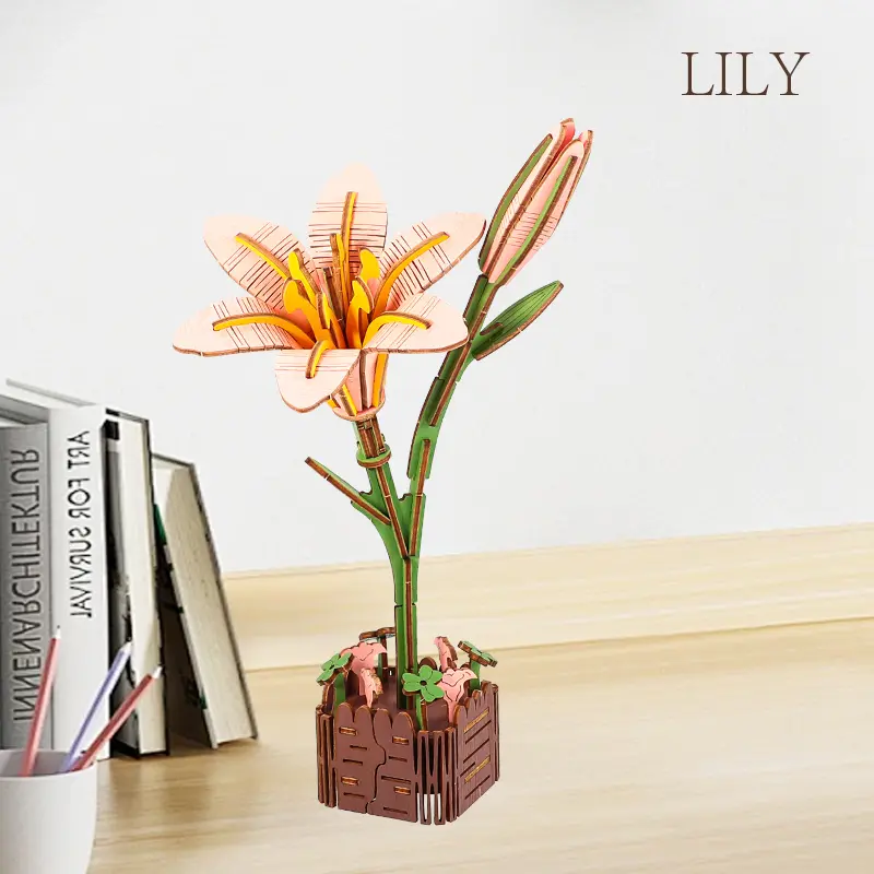 Eternal Lily Flower Block Plant Arrangement, Handmade DIY Model Building Toy, Trendy Gift for Couples, Artistic Decoration, Everlasting Lily, Decorative Faux Flower, Lifelike Artificial Flower, Decorative Artificial Flowers, Artificial Flower Decorations