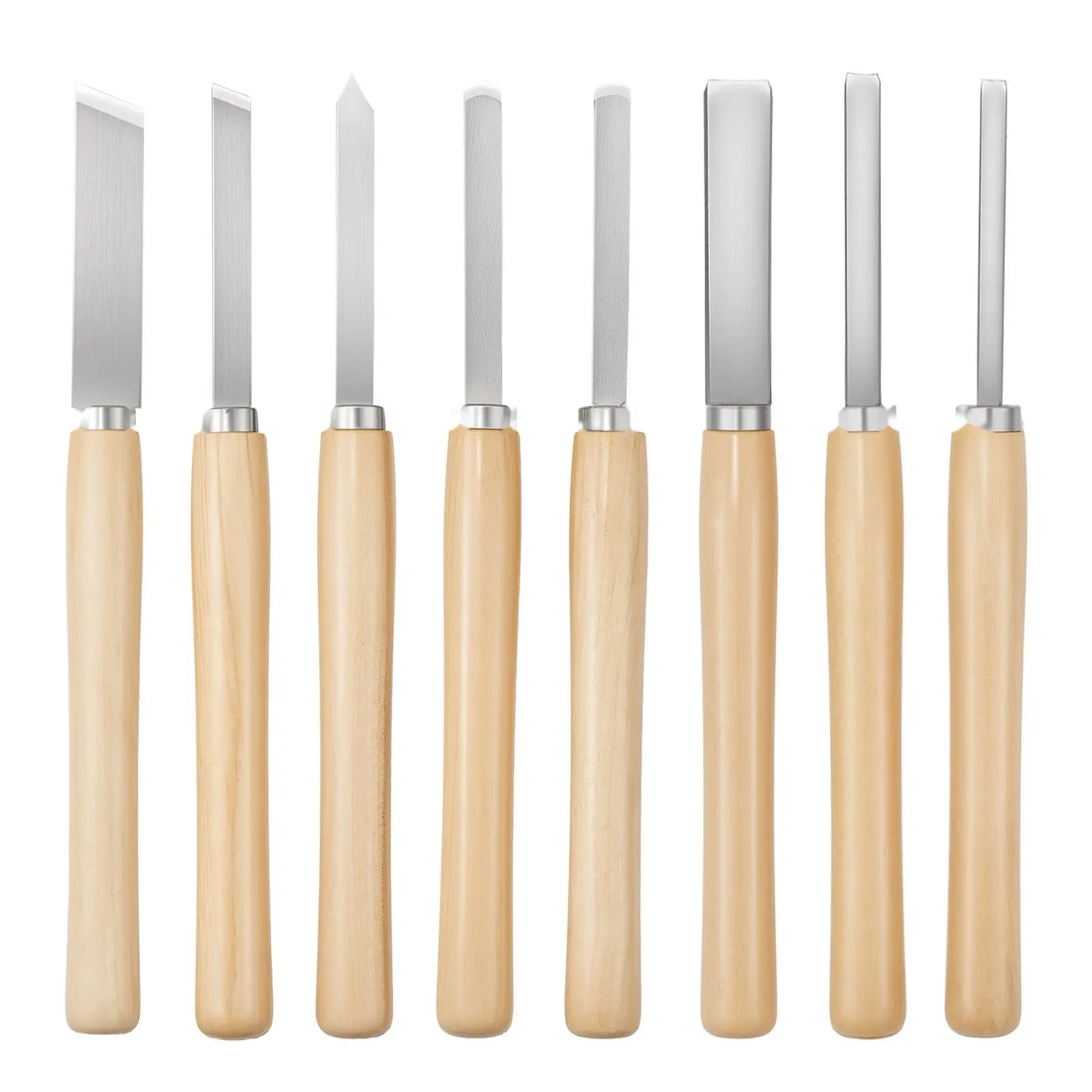 8-Piece Wood Lathe Chisel Set For Woodturning Tools With High-Carbon Steel Blades, Finisher And Shaping Bits For Lathe, Durable Hand Tools With Sharpening Guide, Ideal For Spindle Turning, Bead Work, And Surface Finishing