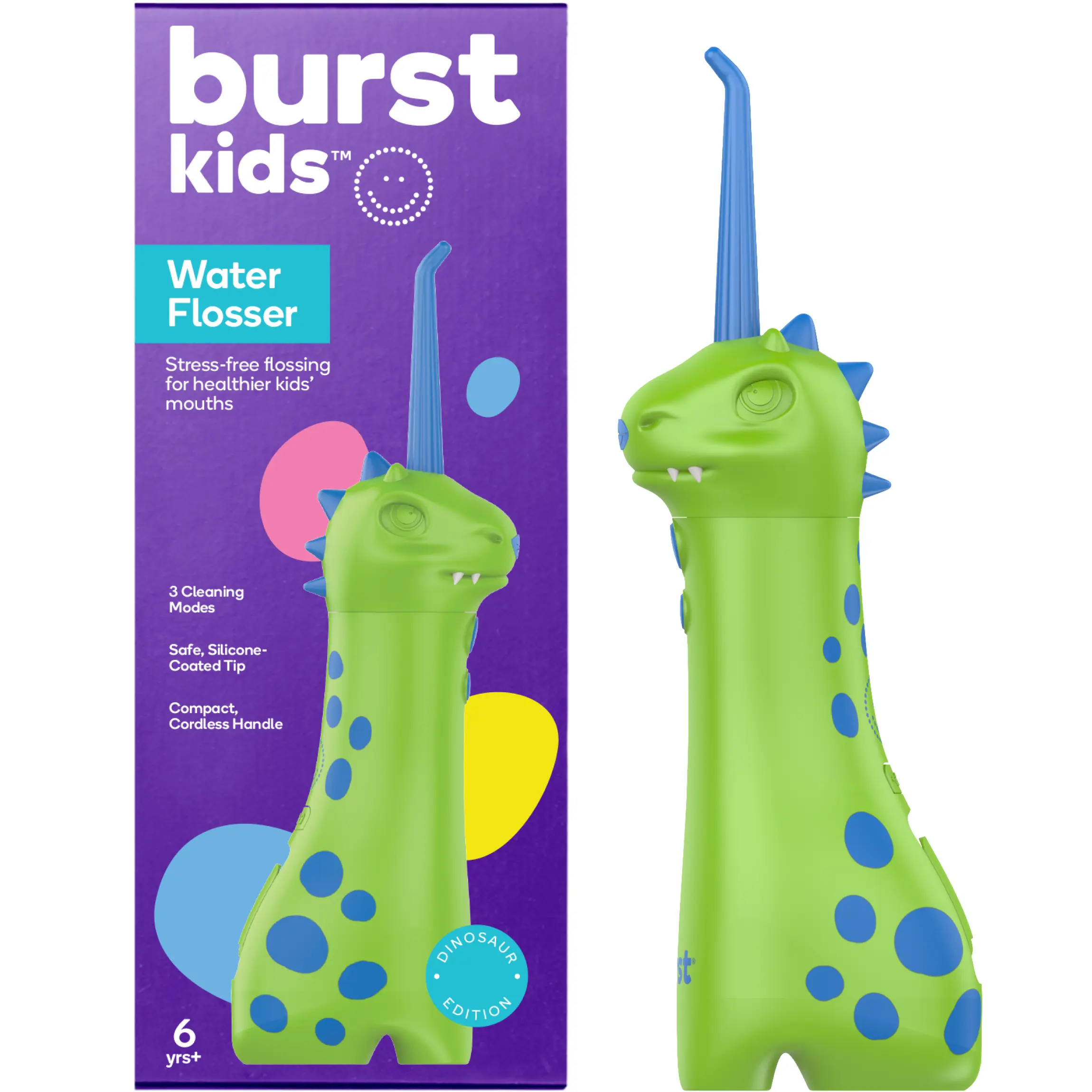Junior Water Flosser-Cordless & Rechargeable Water,3 Gentle Pressure Modes ,Silicone Safety Tip, Braces-Friendly
