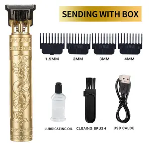 USB Rechargeable Hair Clipper Kit Portable Easy Clean with Hanging Bracket 4 Guide Combs Titanium T-Blade for Men's Haircut Beard Trimming Travel Grooming