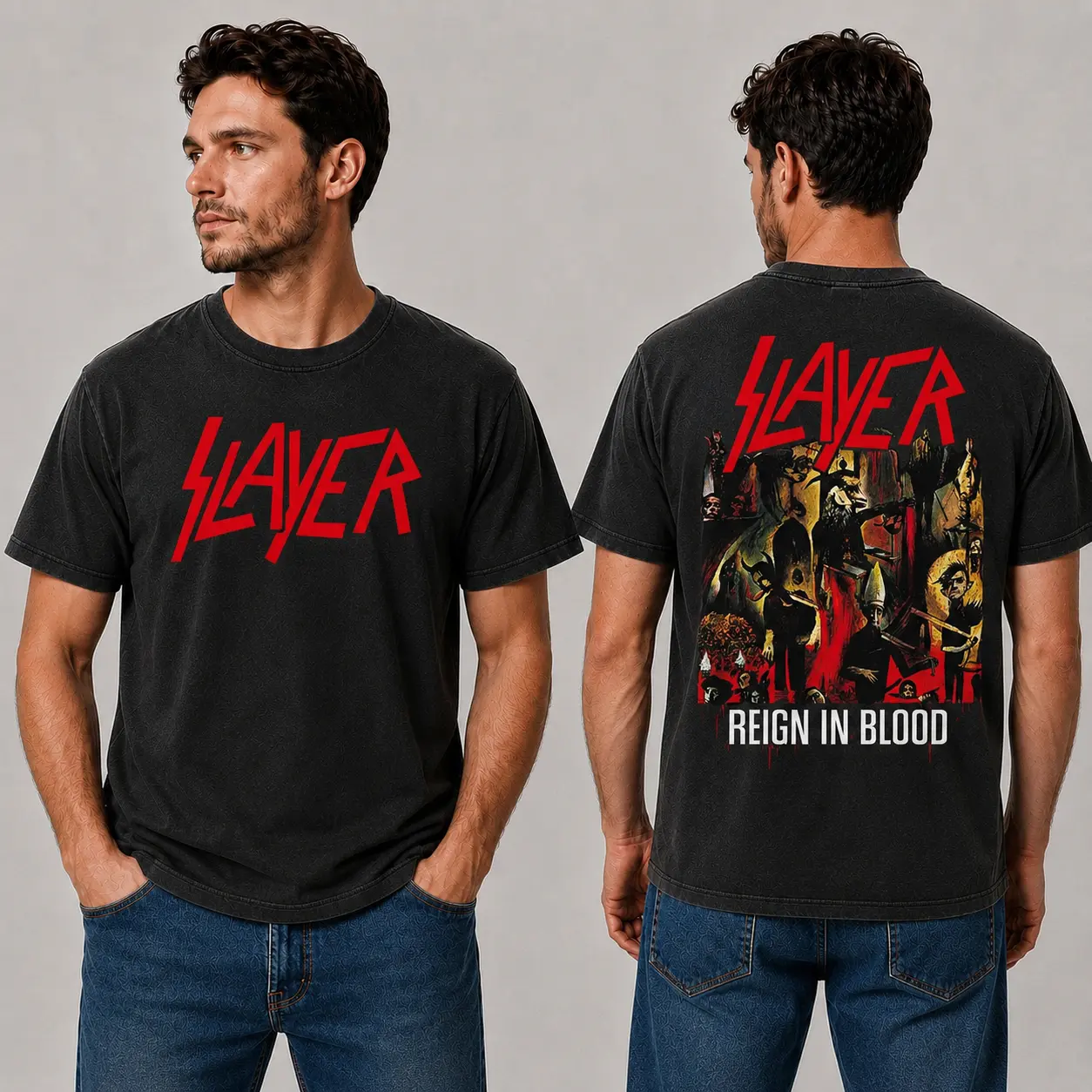 Slayer Reign in Blood T-Shirt & Hoodie, Vintage Thrash Metal Graphic Tee, Retro Heavy Metal Shirt, Gothic Horror Halloween Top, Dark Rock Band Hoodie, Metalhead Gift