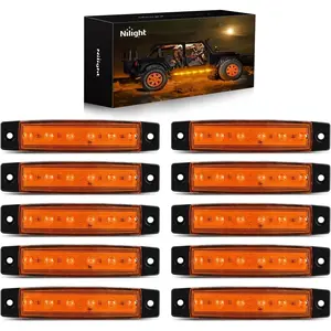 Nilight 10PCS 3.8 6 Amber Indicator Rear Side Truck Trailer RV Cab Boat Bus Lorry LED Marker Clearance Light