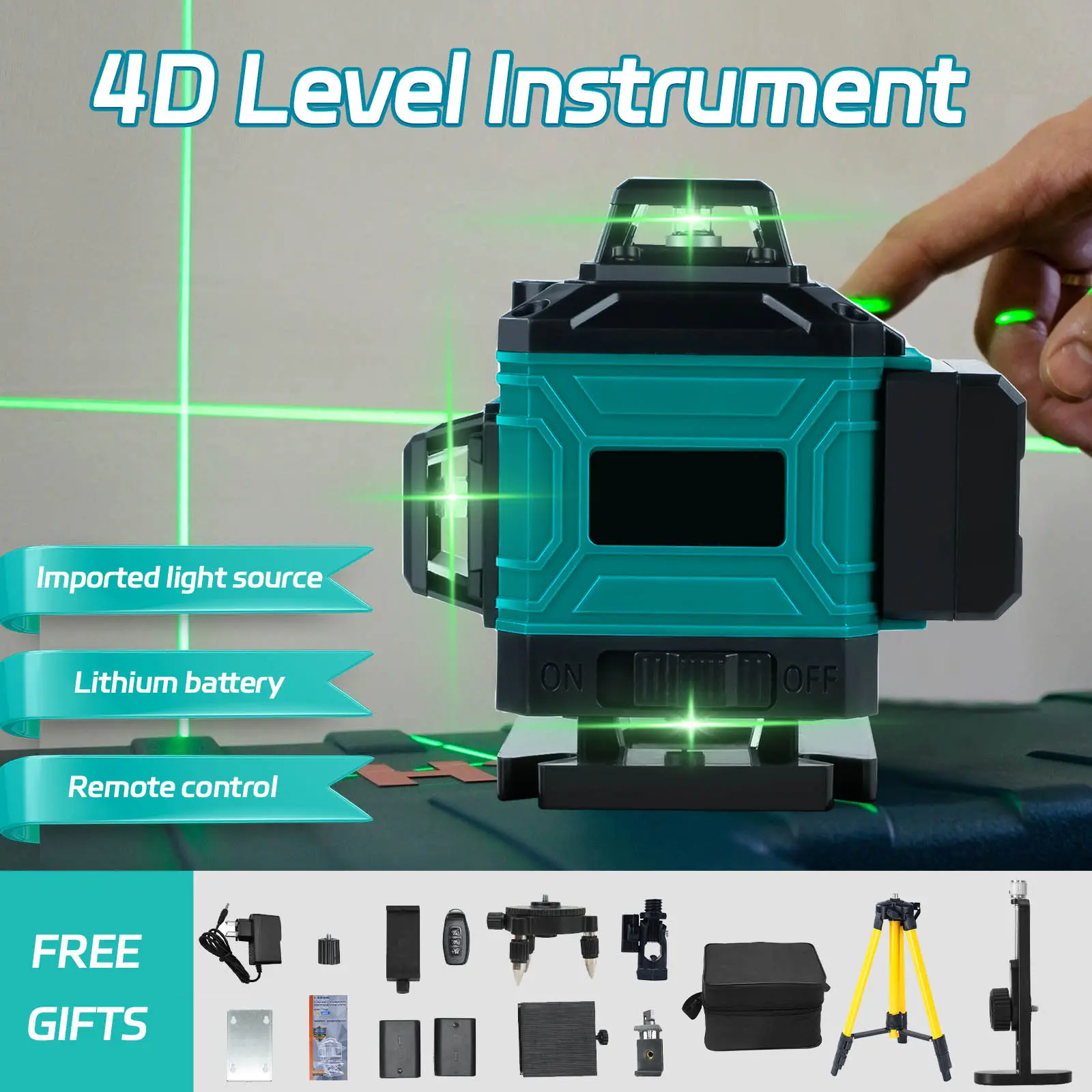 16 Lines Laser Level Auto Self-Leveling 360° Horizontal and Vertical Green Beam Laser Level US