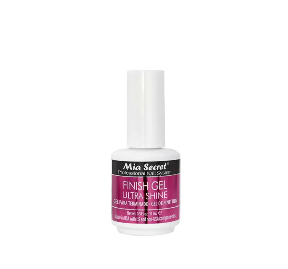 UV Finish Gel Top Coat, Ultra Shine No-Wipe Formula for a High-Gloss Manicure, Cures Under LED/UV Lamp for Artificial Nail Enhancements