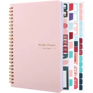 Undated Weekly Planner  Habit , 52 Weeks Notebook A5 Weekly Goal Planner  Spiral Binding & Stickers Home Work School Supplies for Women Girls 8.2" x 5.7" - Cute Style special gift with