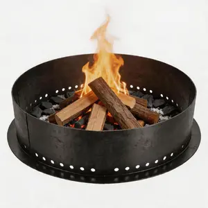 36 in Smokeless Fire Pit Ring with Easy 8-Piece Iron Sheet Assembly, Ventilation Holes for Full Wood Burn, Painted Rust-Proof Steel, Outdoor Above-Ground or Underground Use,Camping Garden Backyard