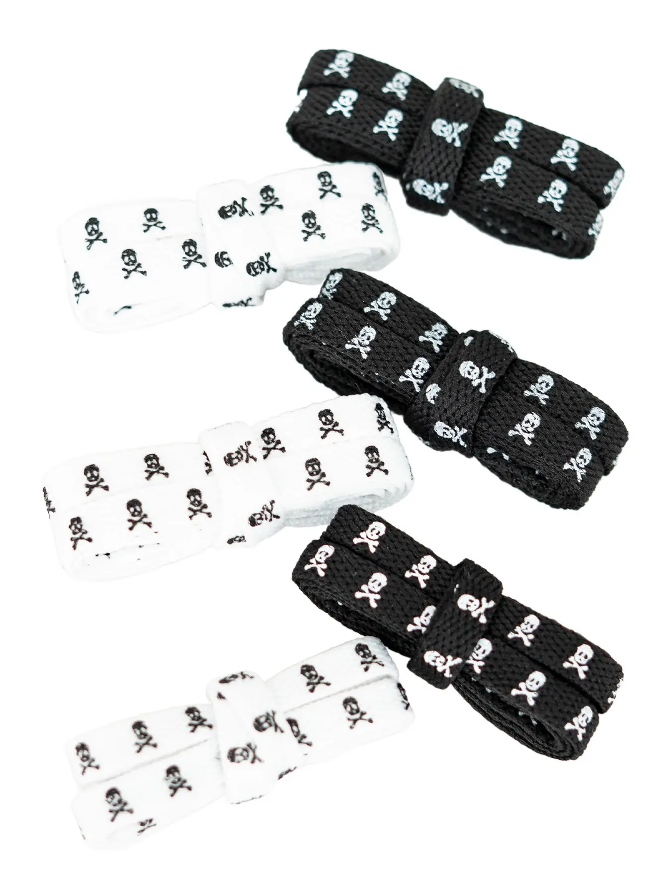 Two Pairs Dual-Sided Printed Skull Flat, Versatile Canvas Shoes Casual Shoe Strings, Shoe Laces, All Seasons Fashion Accessories, Black And White, Shoelace