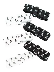 Two Pairs Dual-Sided Printed Skull Flat, Versatile Canvas Shoes Casual Laces, All Seasons Fashion Accessories, Black And White