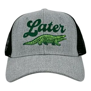 Later Alligator Hat Funny Sarcastic Gator Graphic Novelty Cap Funny Hats Funny Animal  Novelty Caps for Men Black Grey Standard