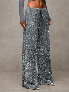 Women's Fashionable Slimming Sequins Pants, Elastic Straight Leg Trouser, New Arrival Casual Wear, Comfortable & Stylish Design