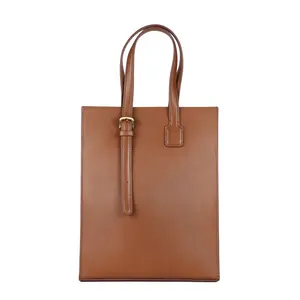 Handmade Full-Grain Totebag with Magnetic Closure & Adjustable Strap - Brown Leather Bag with Canvas Lining & Dual Carry Options Elegant Design