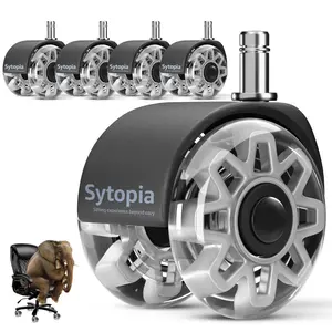 Sytopia 2.5 Inch Office Chair Wheels Replacement, Heavy Duty Caster Wheels Set of 5 for Carpet and Hardwood Floors Replace Office Chair Mat Universal Size(11x22 mm) Fits 99%
