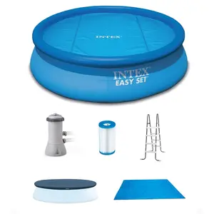 Intex 15ft x 48in Easy Set Above Ground Inflatable Pool w/ Pump and Solar Cover