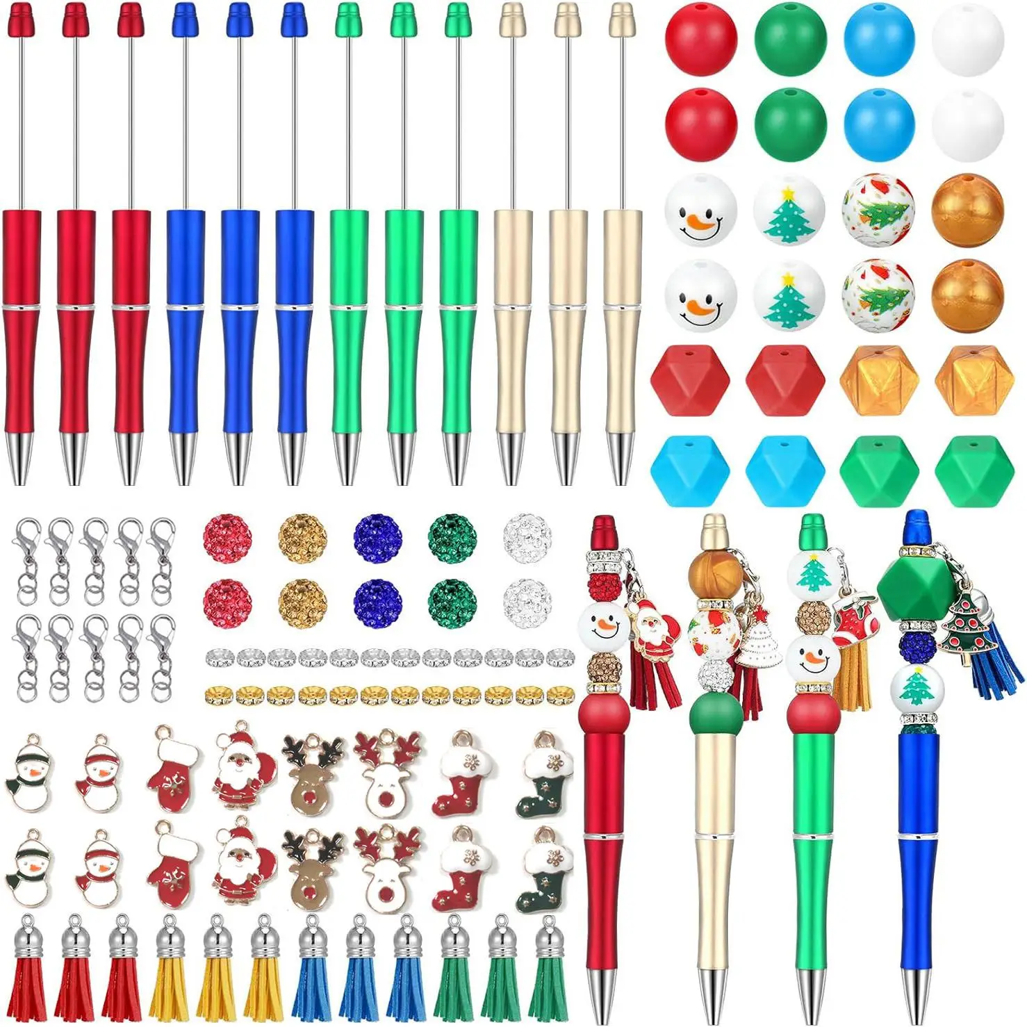 Theme Beading Pen Kit, 73pcs/set Beading Ink Pen & Different Beads & Pendants & Tassels & Lobster Closures, Beading & Jewellery Making Gift