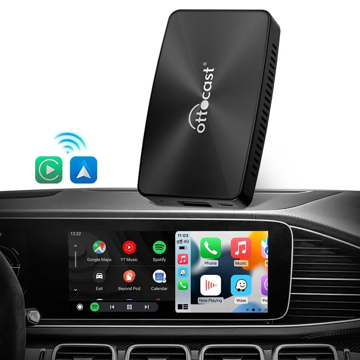 2 in 1 Ottocast U2-X Pro Wireless Android Auto/CarPlay Adapter For