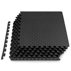 ProsourceFit Checkered Exercise Puzzle Mat 1/2-Inch Interlocking Foam Floor Tiles for Home Gym and Workout Spaces