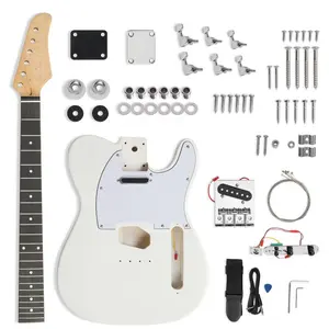 DIY Telecaster Style Electric Guitar Kit Mahogany Body, White