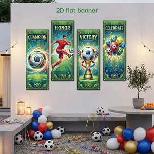 2026 World Cup Football Party Photo Banner Set, Polyester Material, Background, Vibrant Soccer Pattern, Indoor Outdoor Decor