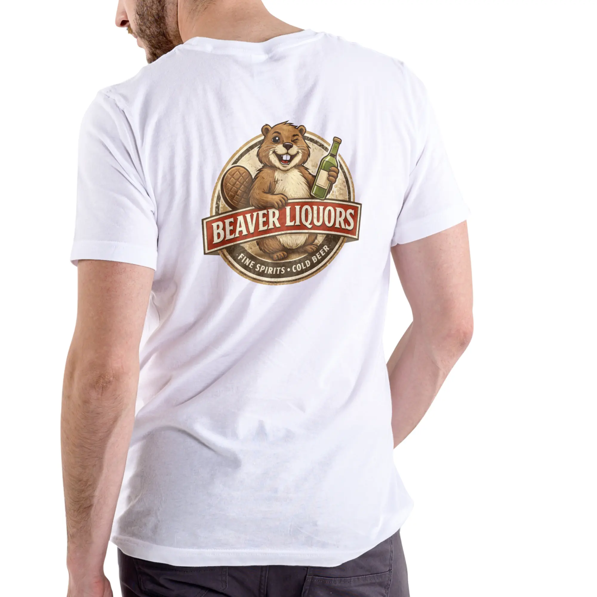Gildan Men's and Women's Beaver Liquors Tshirt, Funny Short-Sleeve Graphic Print Casual Tee with Round Neck, Beaver Logo, Cotton