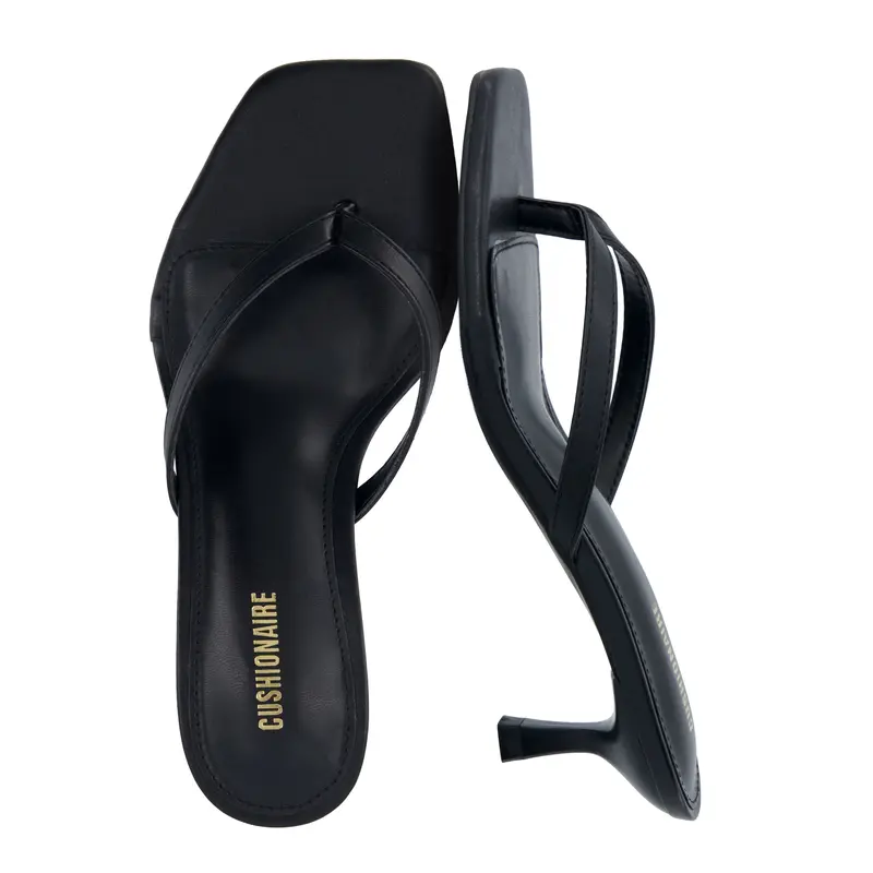 Cushionaire Miami Kitten Heels For Women | Thong Flip Flop Heeled Sandals With Slip On Design | Dressy Kitten Heel Sandals For Everyday Outfits