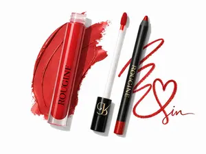 Rougine Women's 2-in-1 Matte Lipstick & Lipliner Set, Red Love Shade, Long-Lasting Waterproof Smudge-Proof Smooth Makeup, Precision Liner Enriched with Vitamin E & Shea Butter