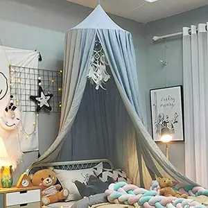 Bed for Girls, Soft Playing Tent Girls Room Decoration, Dreamy Net Bedding, Large Full Queen Size Bed Canopies Decorate (Blue Haze)